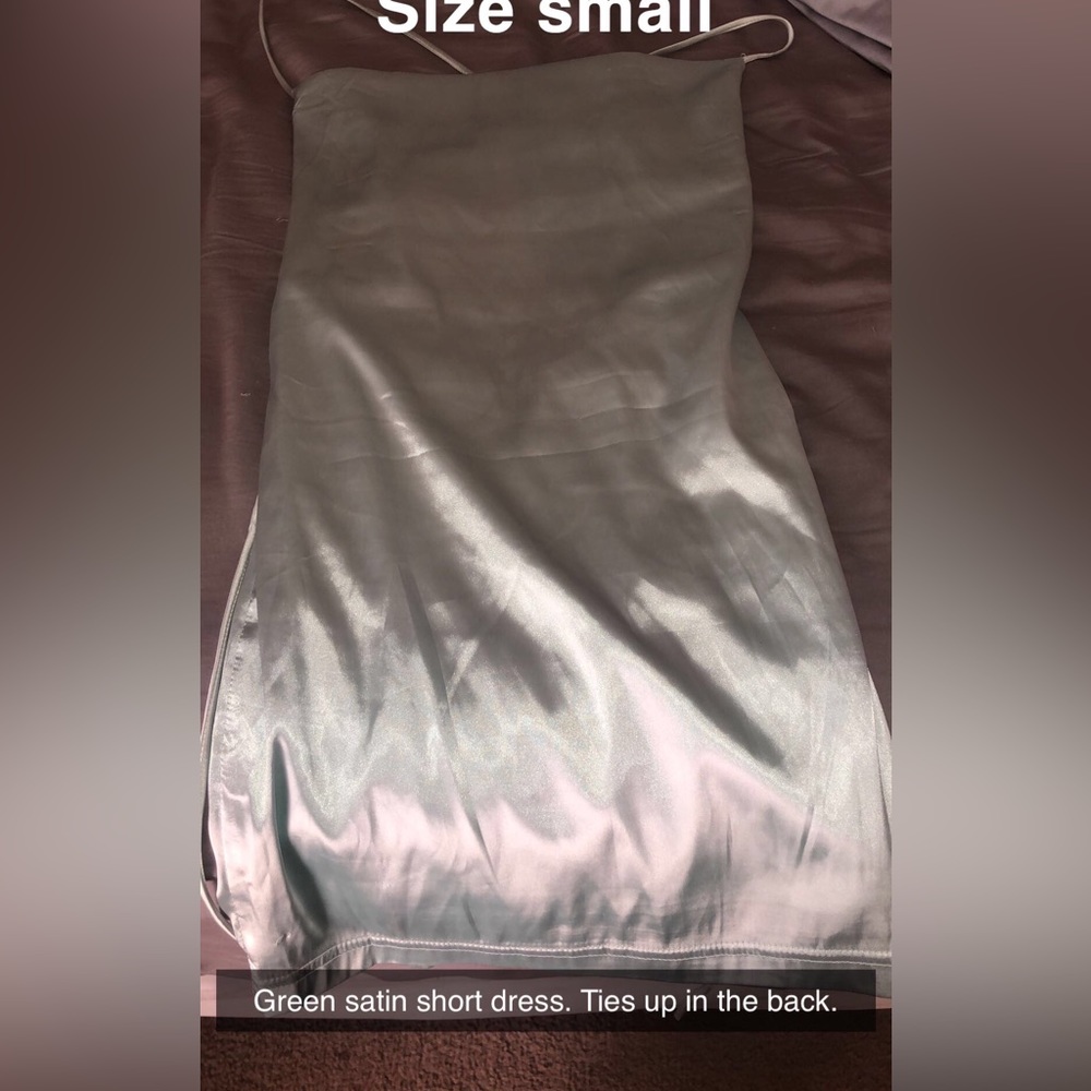 Satin sea foam green mini dress